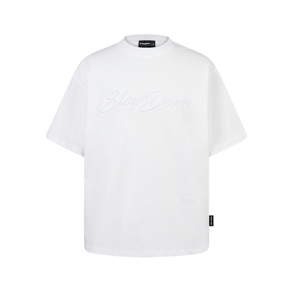SLOWDOWN 3D Embroidery White Tee