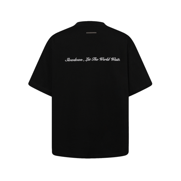 SLOWDOWN Rhinestone Embellished Black Tee