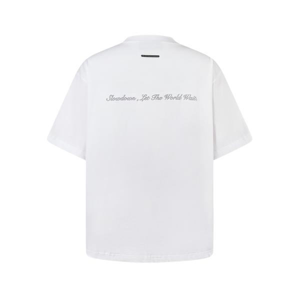 SLOWDOWN Rhinestone Embellished White Tee