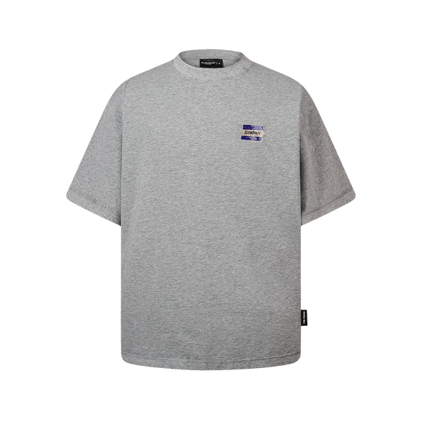 SLOWDOWN Transparent Tape Basic Grey Tee