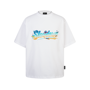 SLOWDOWN Surfing Towel Embroidery White Tee