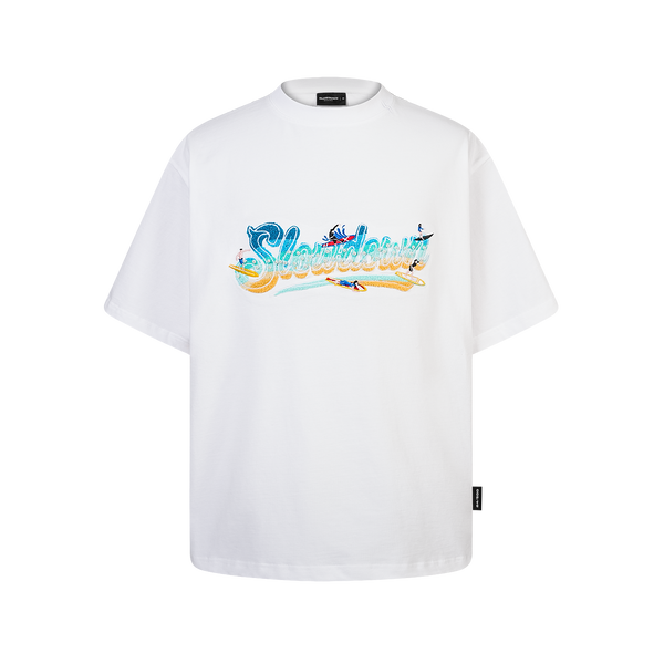 SLOWDOWN Surfing Towel Embroidery White Tee