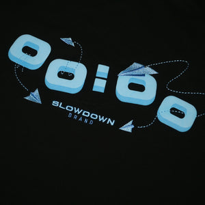 SLOWDOWN Airplane Embroidery Black Tee