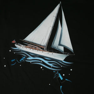 SLOWDOWN 3D Diver Embroidery Rhinestone Embellished Black Tee