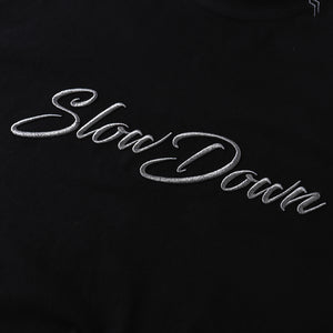 SLOWDOWN 3D Embroidery Black Long Sleeve Tee