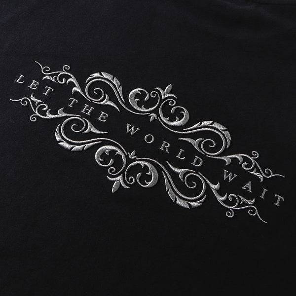 SLOWDOWN 3D Embroidery Black Long Sleeve Tee
