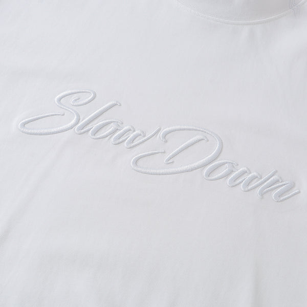 SLOWDOWN 3D Embroidery White Tee