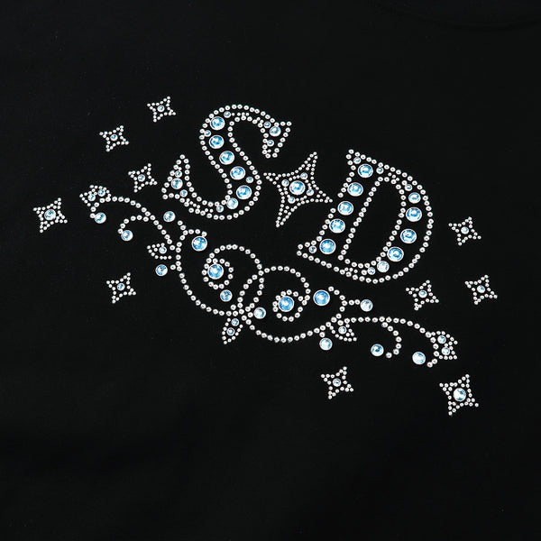 SLOWDOWN Rhinestone Embellished Black Tee