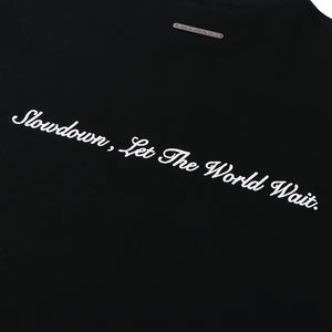 SLOWDOWN Rhinestone Embellished Black Tee