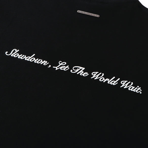 SLOWDOWN Rhinestone Embellished Black Tee