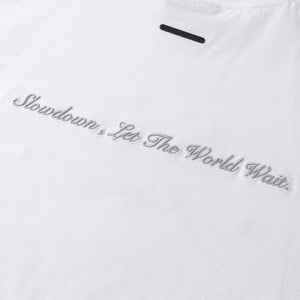 SLOWDOWN Rhinestone Embellished White Tee