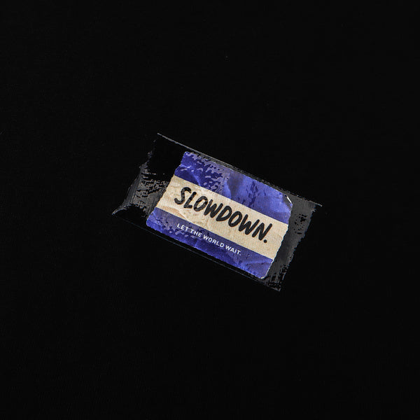 SLOWDOWN Transparent Tape Basic Black Tee