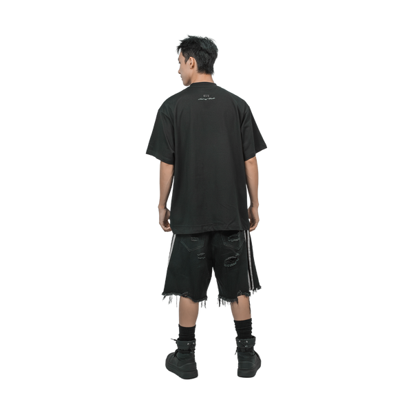 SLOWDOWN Line Embroidered Tee Black