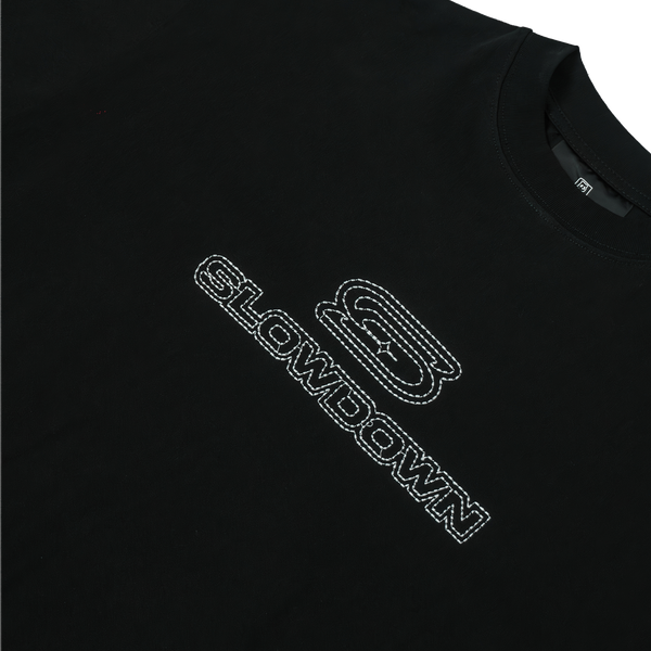 SLOWDOWN Line Embroidered Tee Black