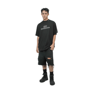 SLOWDOWN Line Embroidered Tee Black