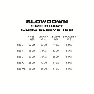 SLOWDOWN 3D Embroidery Black Long Sleeve Tee