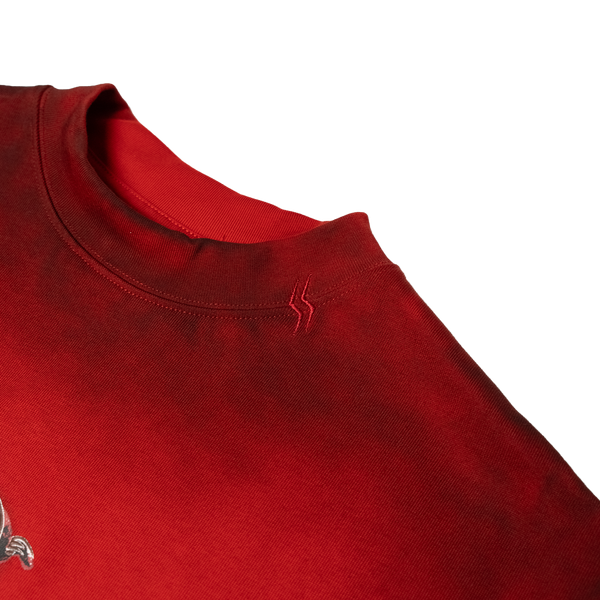 SLOWDOWN Faded Slurry Stone Tee Red
