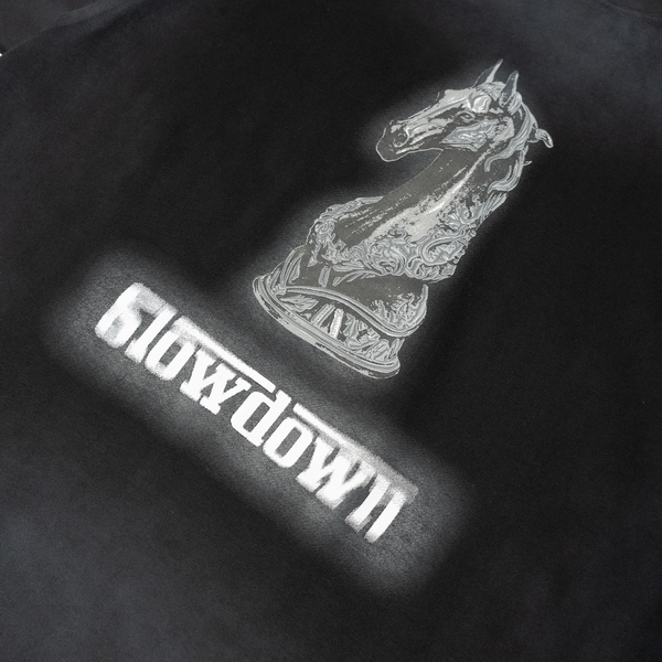 SLOWDOWN Faded Slurry Stone Tee Black